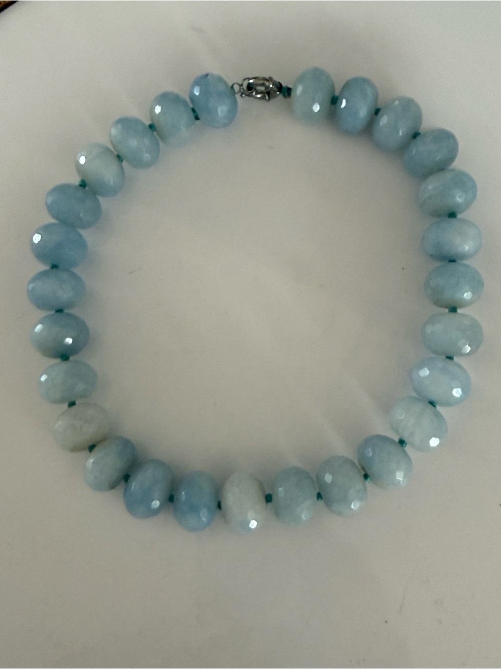 Light Blue Faceted quarter Bead Necklace - Women Jewelry
